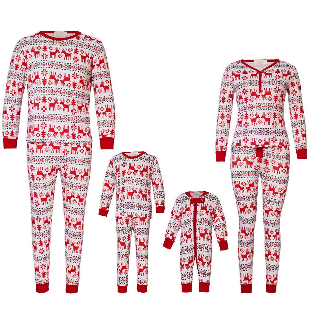 Family Matching Christmas Deer and Snowflake Pajamas Set