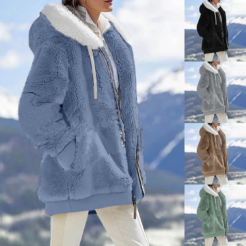 🐑Winter Funny Big Sale 50% Off -🐑LZYoehin™Solid Color Lamb Wool Padded Coat