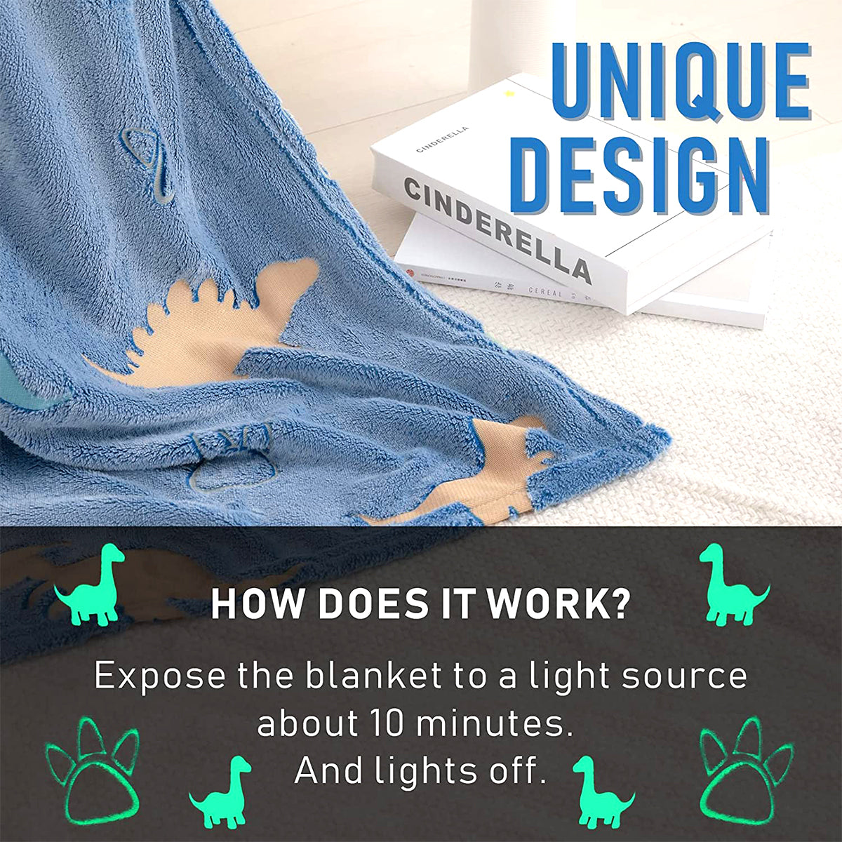 🎄Christmas Sale - Luminous Dinosaur Furry Throw Blanket