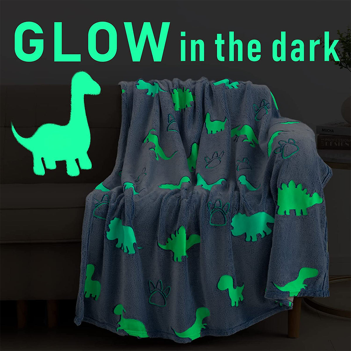 🎄Christmas Sale - Luminous Dinosaur Furry Throw Blanket