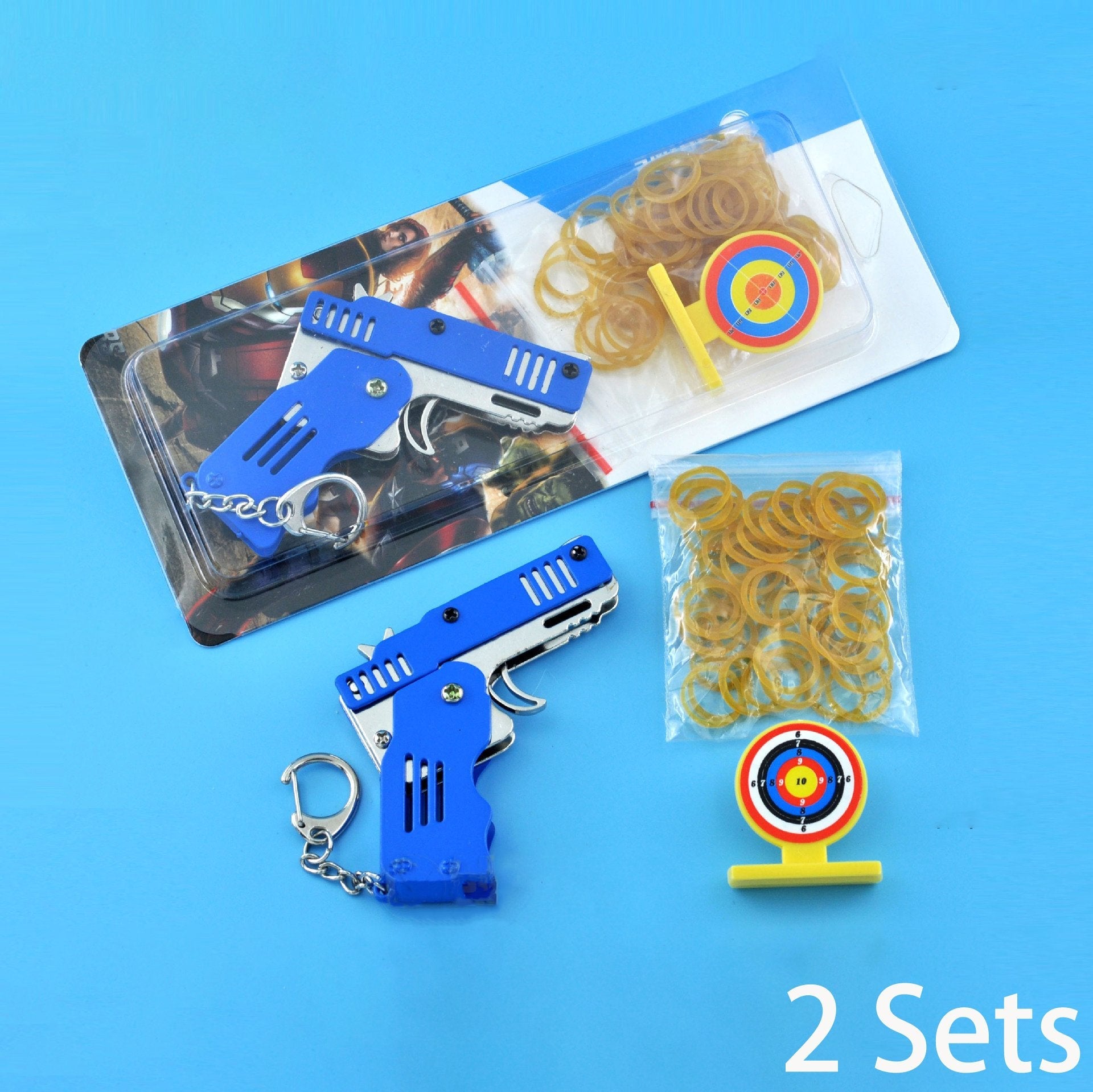 Mini Folding Rubber Band Gun Toy Keychain