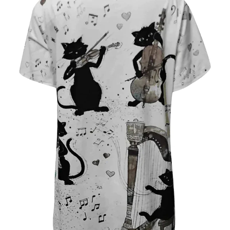 Women's T shirt Lyre Cat