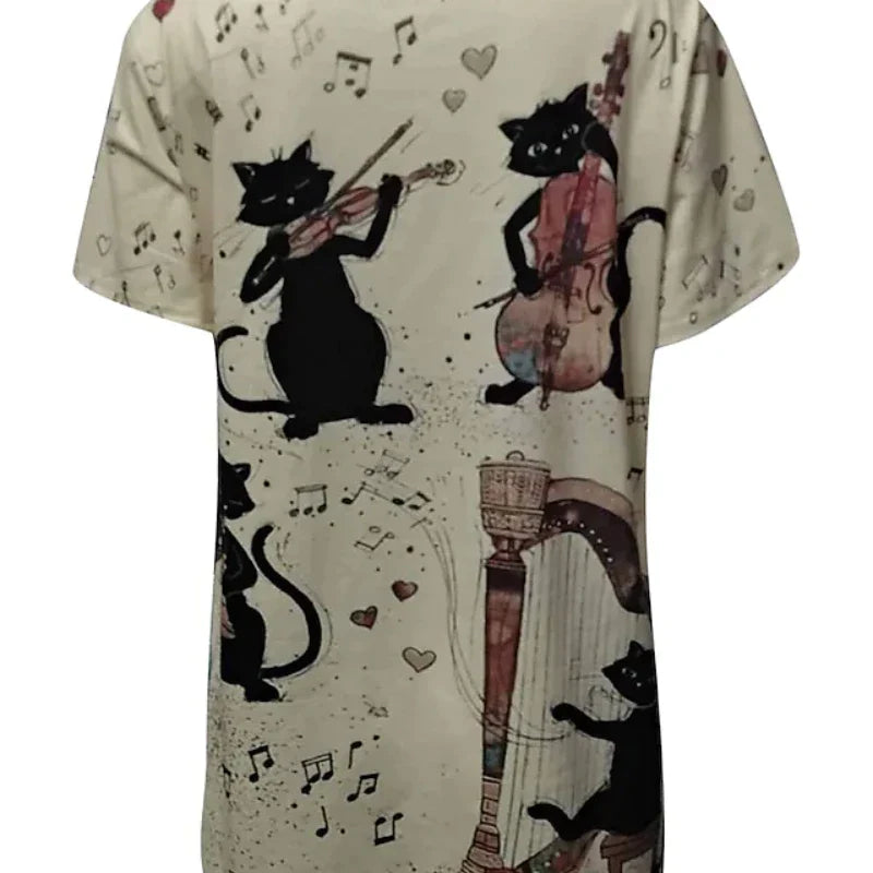 Women's T shirt Lyre Cat