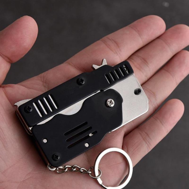 Mini Folding Rubber Band Gun Toy Keychain