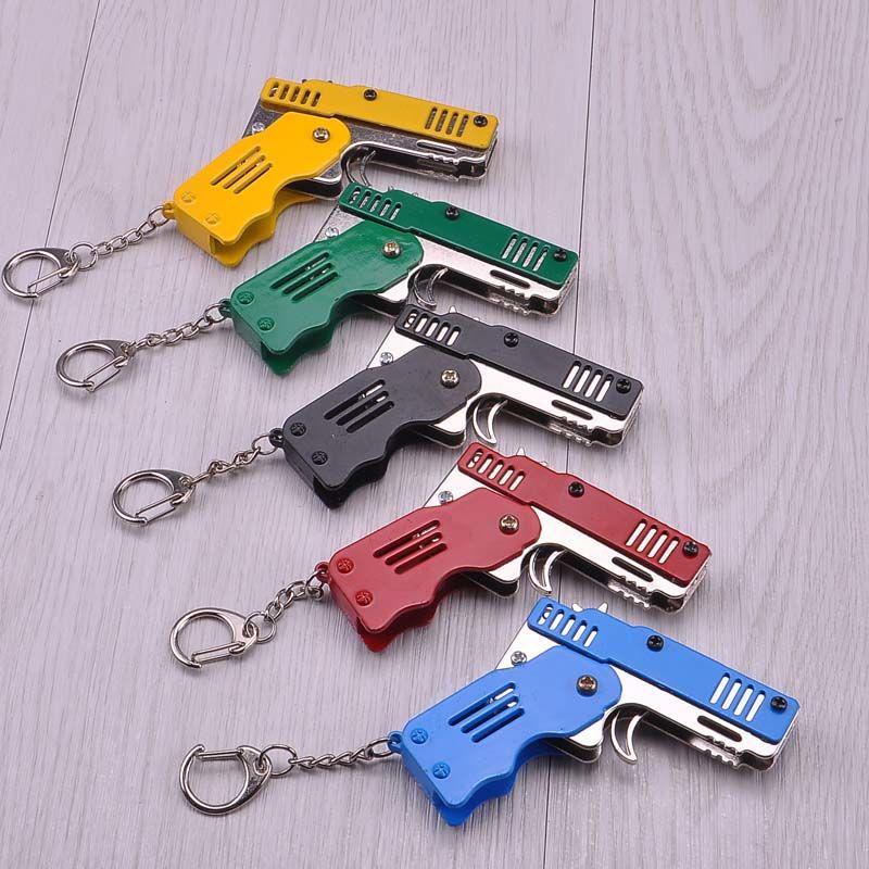 Mini Folding Rubber Band Gun Toy Keychain