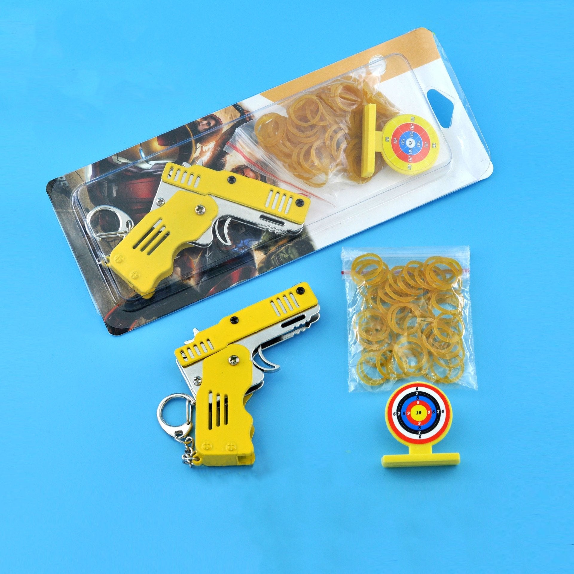 Mini Folding Rubber Band Gun Toy Keychain