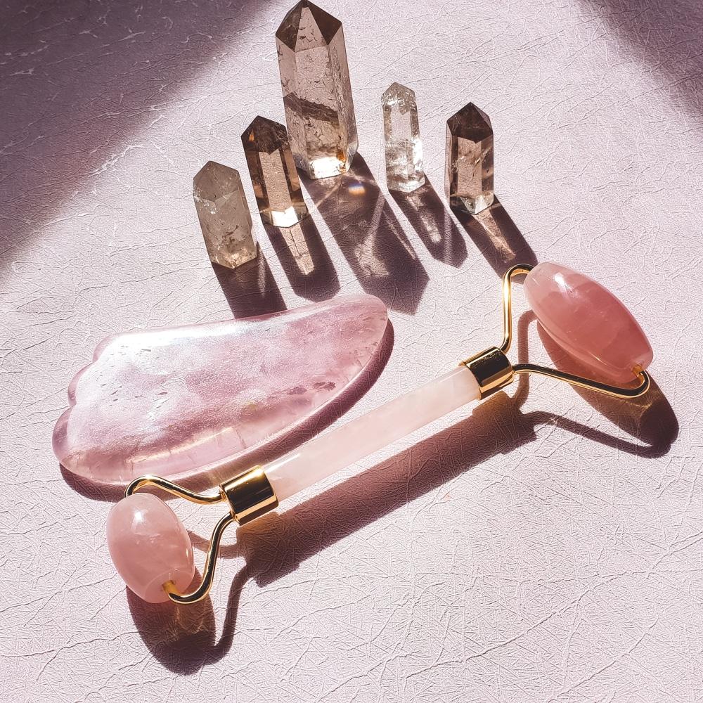 Rose Quartz Facial Roller Skincare Tool