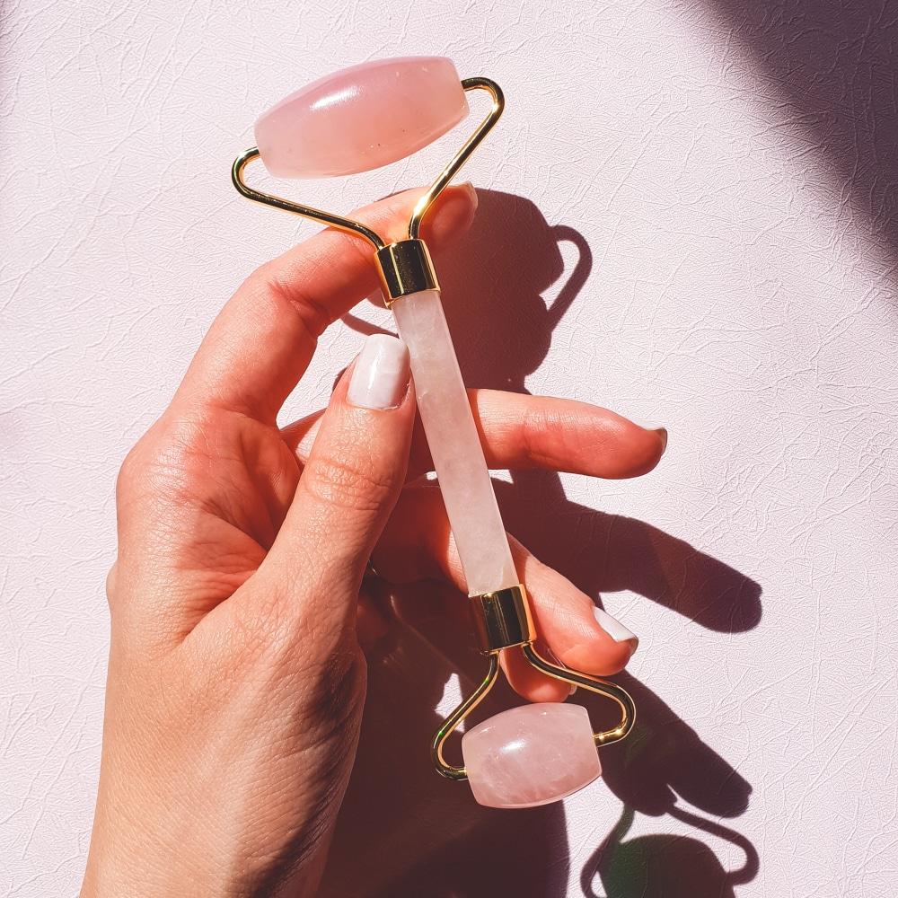 Rose Quartz Facial Roller Skincare Tool