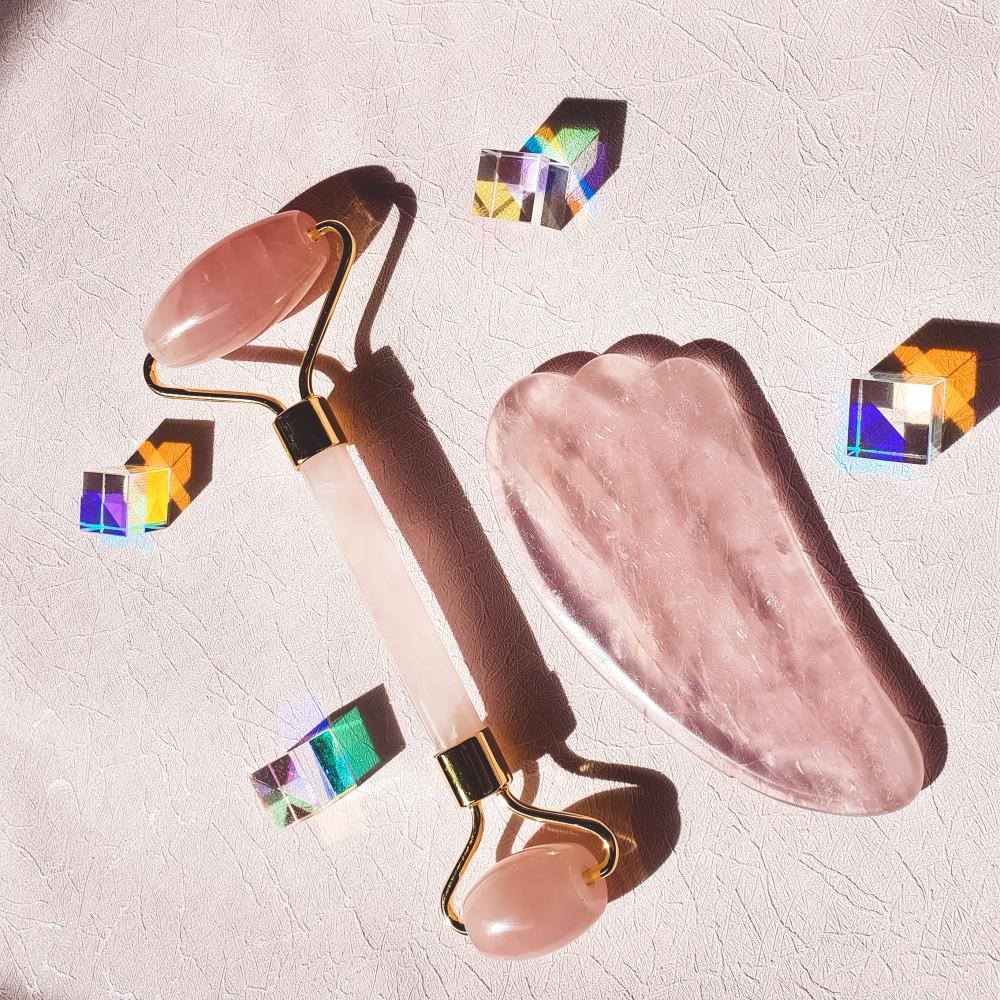 Rose Quartz Facial Roller Skincare Tool