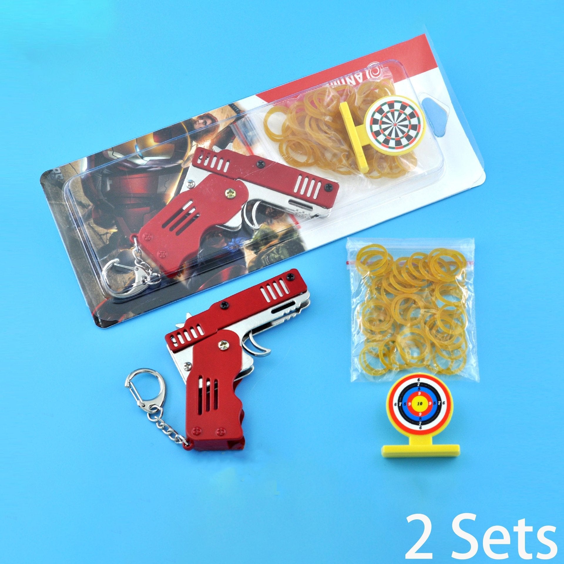 Mini Folding Rubber Band Gun Toy Keychain