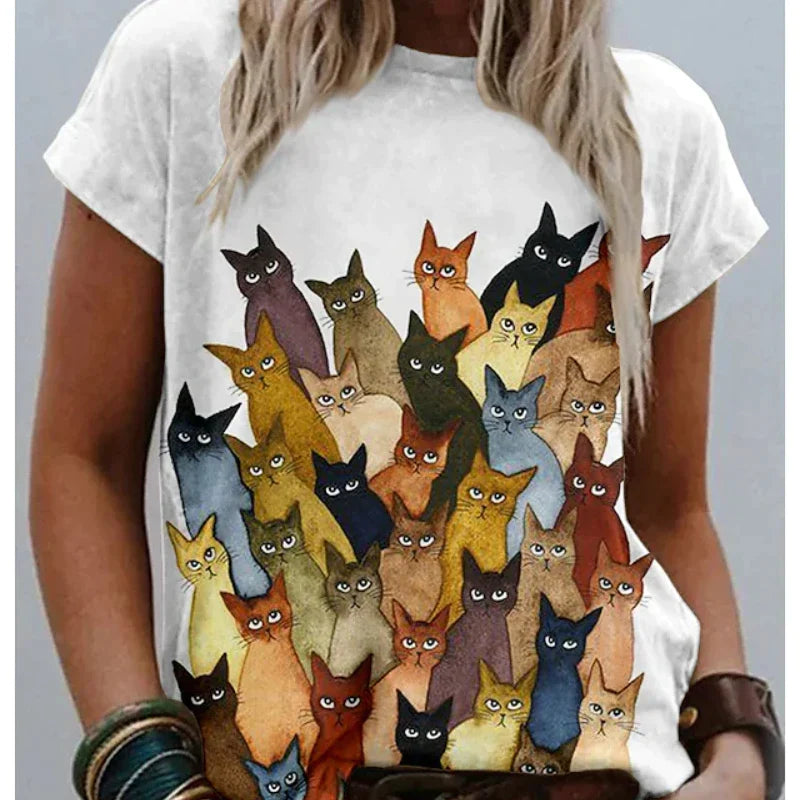 Women's T shirt Group of Cats