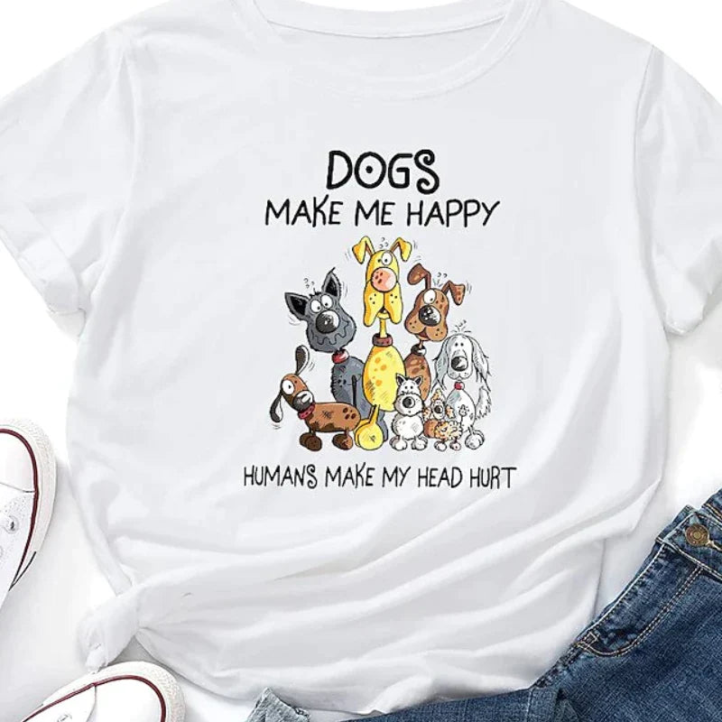 Women's T shirt Dog Short Sleeve